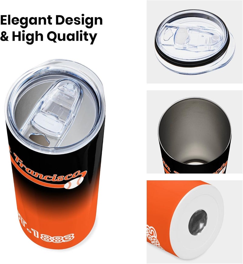 Suswoos San Francisco EST 1883 Tumblers 20oz Straight Skinny Car Cups Sports Travel Coffee Mug,Stainless Steel,Insulated,Classic Collection Gifts for Men Women Fans. - Image 3